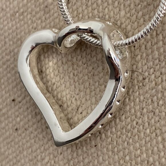 2 Heart Pendant Necklace Set made with Swarovski Crystals, Friendship Love Gift - Picture 7 of 9